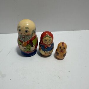 Russian Nesting Dolls Husband And Wife And‎ Chicken Vintage 3"